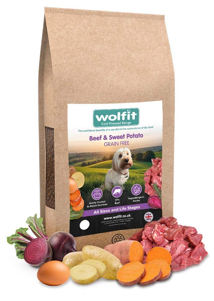 Photo inspiration: Visual Reference: Wolfit Cold Pressed Beef Sweet Potato Grain Free